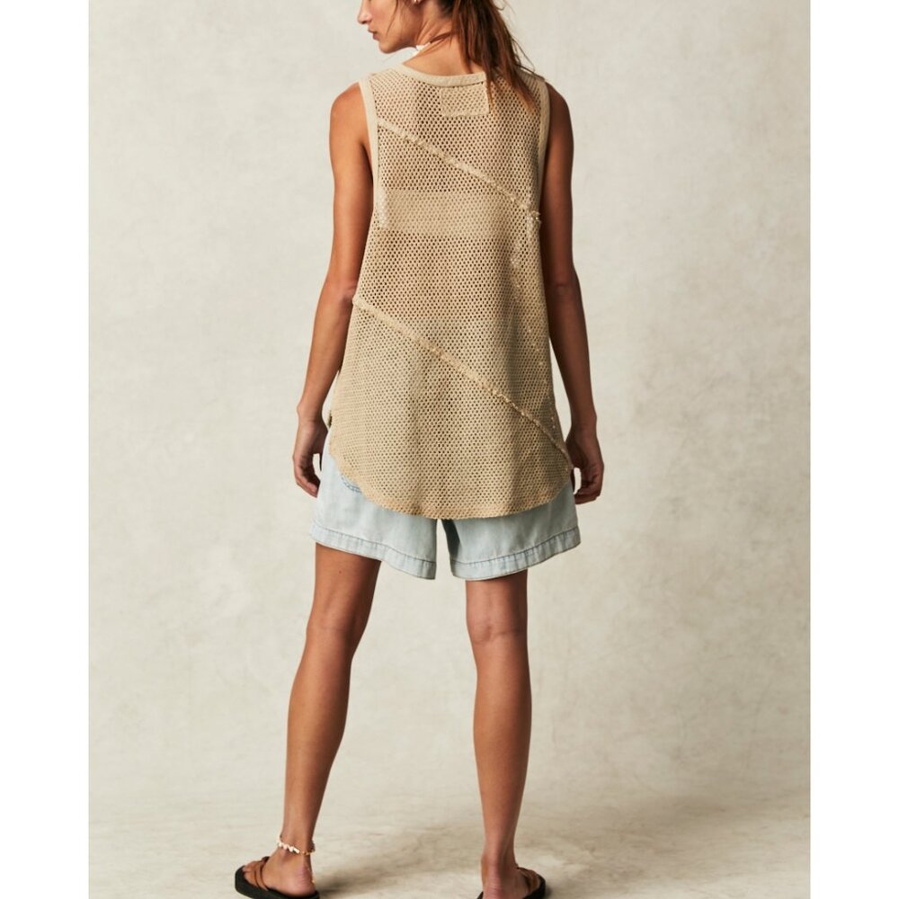Free People Tan Mesh Tank Top - Picture 2 of 8